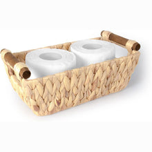 Load image into Gallery viewer, Water Hyacinth Basket with Stain Resistant Wooden Handles -Gold Plated

