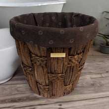 Load image into Gallery viewer, Gold Plated Water Hyacinth Round Wicker Decorative Trash Can Waste Basket With Liner