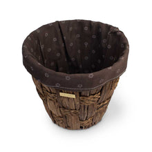 Load image into Gallery viewer, Gold Plated Water Hyacinth Round Wicker Decorative Trash Can Waste Basket With Liner