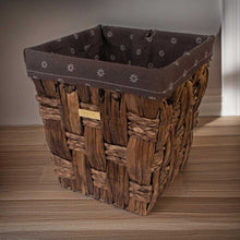 Load image into Gallery viewer, Gold Plated Water Hyacinth Wicker Decorative Trash Can Waste Basket With Liner
