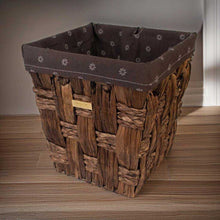 Load image into Gallery viewer, Gold Plated Water Hyacinth Wicker Decorative Trash Can Waste Basket With Liner