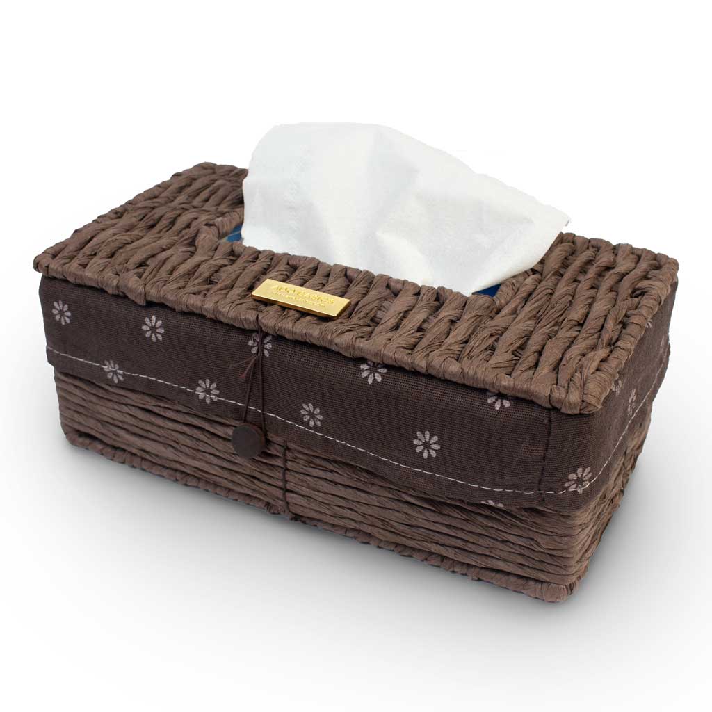 Gold Plated Wicker Decorative Tissue Paper Box With Removable Washable Liner