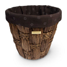 Load image into Gallery viewer, Gold Plated Water Hyacinth Round Wicker Decorative Trash Can Waste Basket With Liner