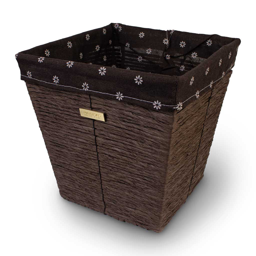 Gold Plated Wicker Decorative Trash Can Waste Basket With Liner