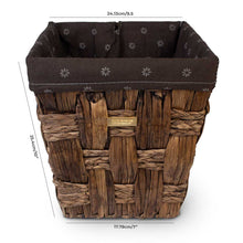 Load image into Gallery viewer, Gold Plated Water Hyacinth Wicker Decorative Trash Can Waste Basket With Liner