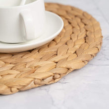 Load image into Gallery viewer, Water Hyacinth Handmade Round Braided Placemats 13.7 Inches -Gold Plated
