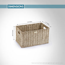Load image into Gallery viewer, Seagrass Wicker Baskets for Organizing Rectangular -Gold Plated