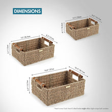 Load image into Gallery viewer, Jumbo Vietnamese Seagrass Wicker Basket with Stain Resistant Wooden Handles Rectangular -Gold Plated