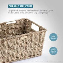 Load image into Gallery viewer, Seagrass Wicker Baskets for Organizing -Gold Plated