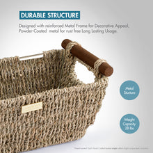 Load image into Gallery viewer, Seagrass Basket with Stain Resistant Wooden Handles -Gold Plated
