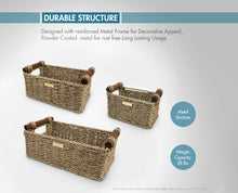 Load image into Gallery viewer, Seagrass Storage Baskets with Wooden Handles -Gold Plated