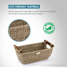Load image into Gallery viewer, Seagrass Basket with Stain Resistant Wooden Handles -Gold Plated
