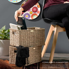 Load image into Gallery viewer, Seagrass Wicker Baskets for Organizing Rectangular -Gold Plated