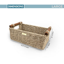Load image into Gallery viewer, Seagrass Storage Baskets with Wooden Handles -Gold Plated