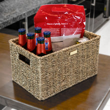 Load image into Gallery viewer, Seagrass Wicker Baskets for Organizing Rectangular -Gold Plated