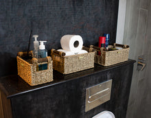 Load image into Gallery viewer, Seagrass Storage Baskets with Wooden Handles -Gold Plated