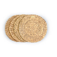 Load image into Gallery viewer, Water Hyacinth Handmade Round Braided Placemats 13.7 Inches -Gold Plated