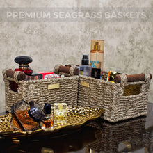 Load image into Gallery viewer, Seagrass Storage Baskets with Wooden Handles -Gold Plated