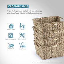 Load image into Gallery viewer, Seagrass Wicker Baskets for Organizing -Gold Plated