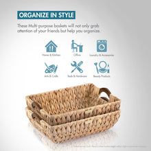 Load image into Gallery viewer, Premium Jumbo Vietnamese Water Hyacinth Wicker Baskets -Gold Plated