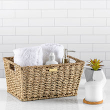 Load image into Gallery viewer, Seagrass Wicker Baskets for Organizing -Gold Plated