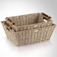 Load image into Gallery viewer, Extra Large Gold Plated Vietnamese Seagrass Foldable Basket
