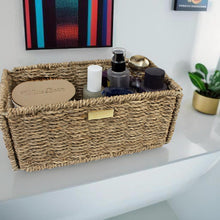 Load image into Gallery viewer, Foldable Seagrass Basket with Gold Plated Emblem
