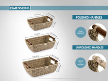 Load image into Gallery viewer, Jumbo Vietnamese Seagrass Wicker Basket with Stain Resistant Wooden Handles -Gold Plated
